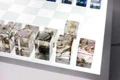 Back Light Chess Board with Cubic Colorful Chess Pieces