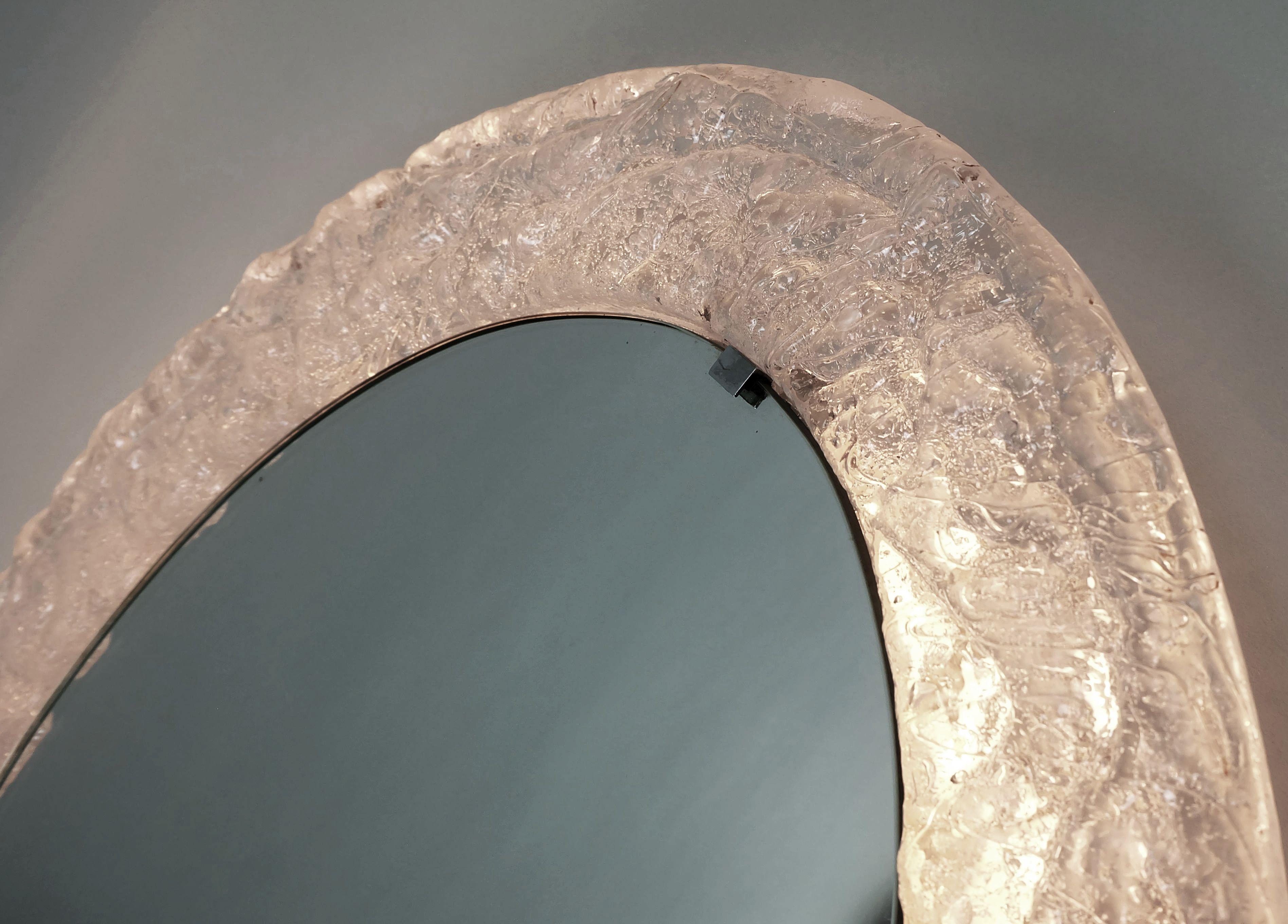 Mid-Century Modern MIRROR mural rétro-éclairé par Erco cadre acrylique verre de glace décor 1960s 1970s en vente