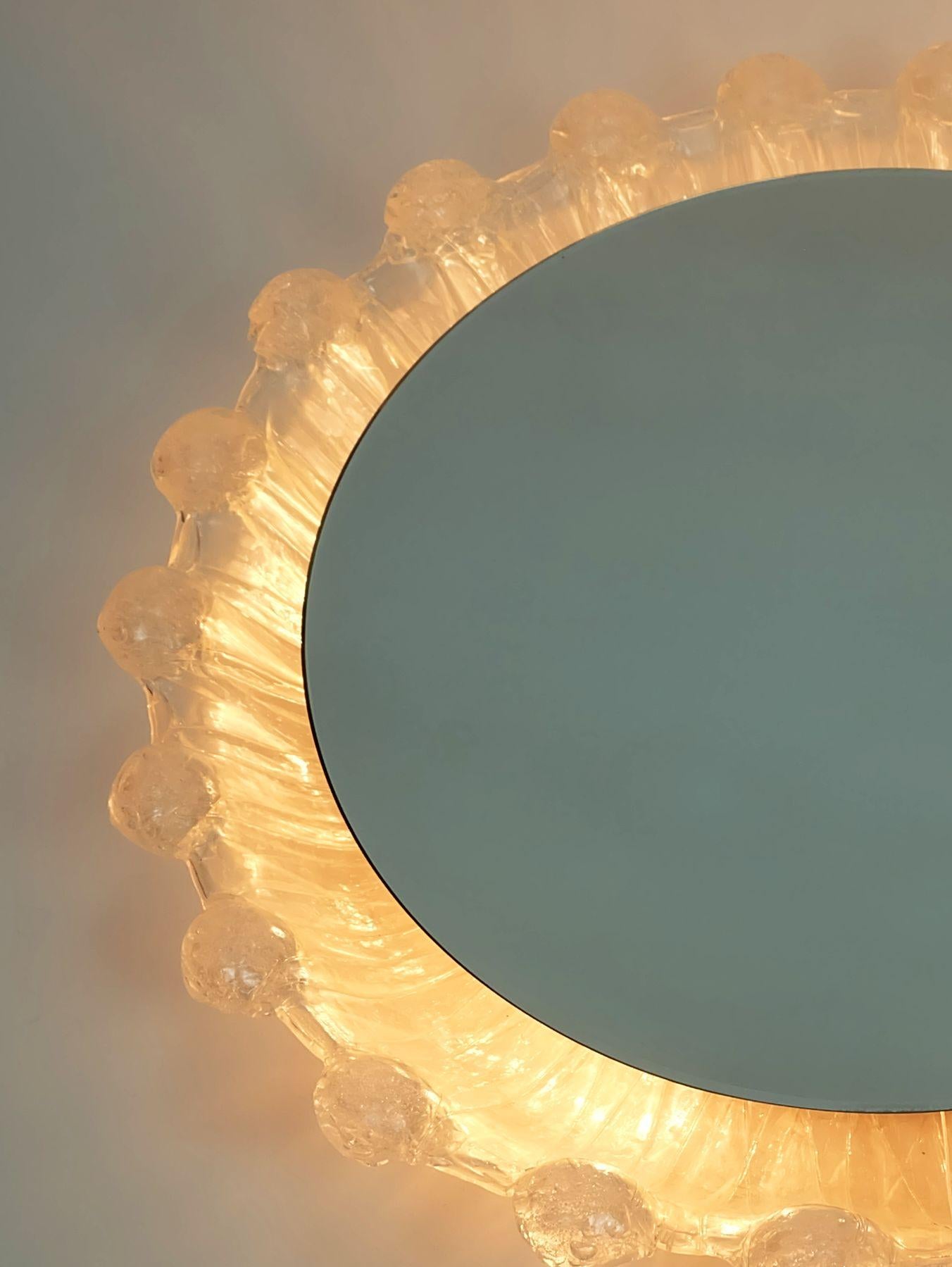 back lit wall MIRROR by schöninger acrylic frame ice glass decor 1960s 1970s For Sale 4