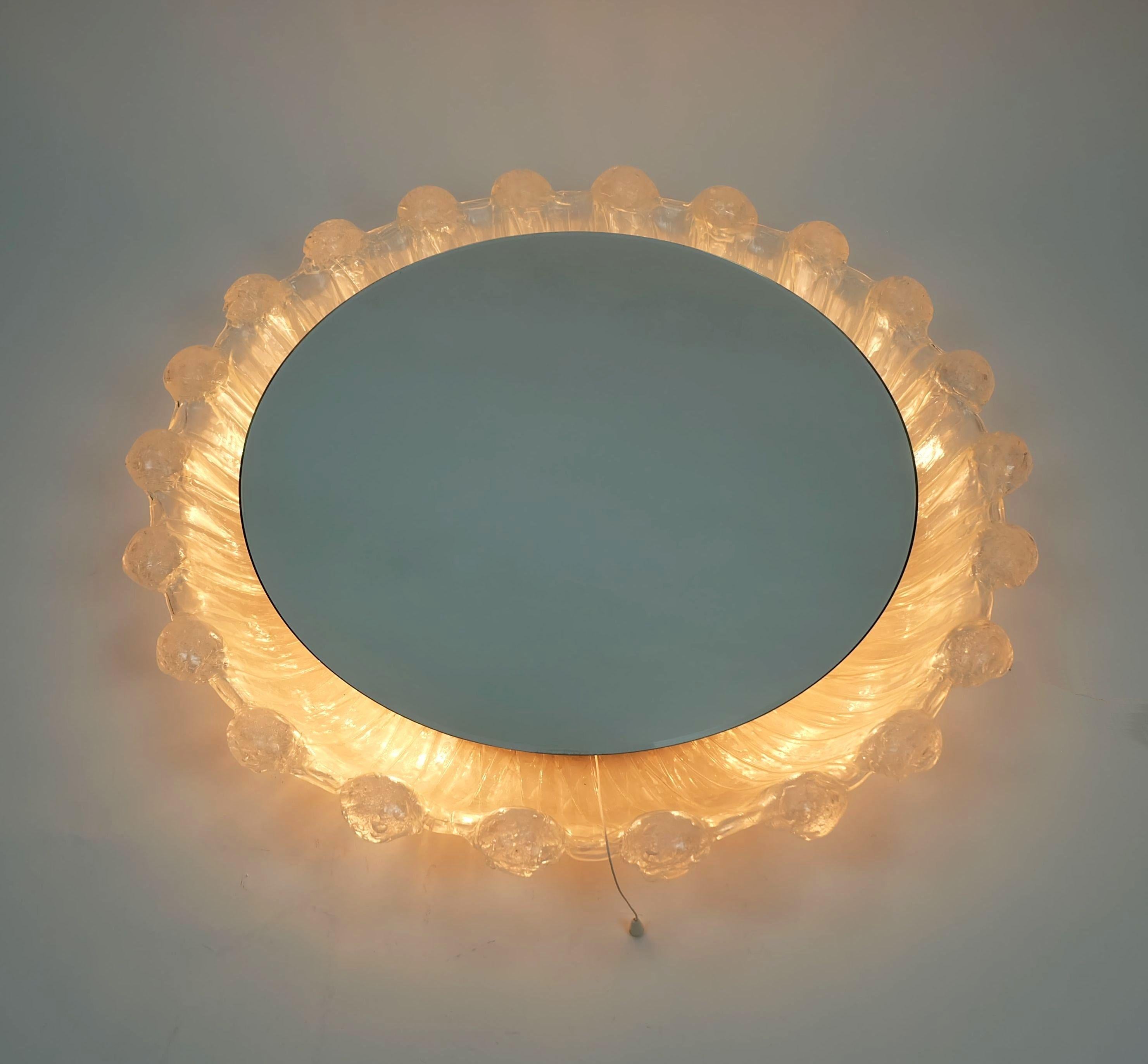 back lit wall MIRROR by schöninger acrylic frame ice glass decor 1960s 1970s For Sale 7