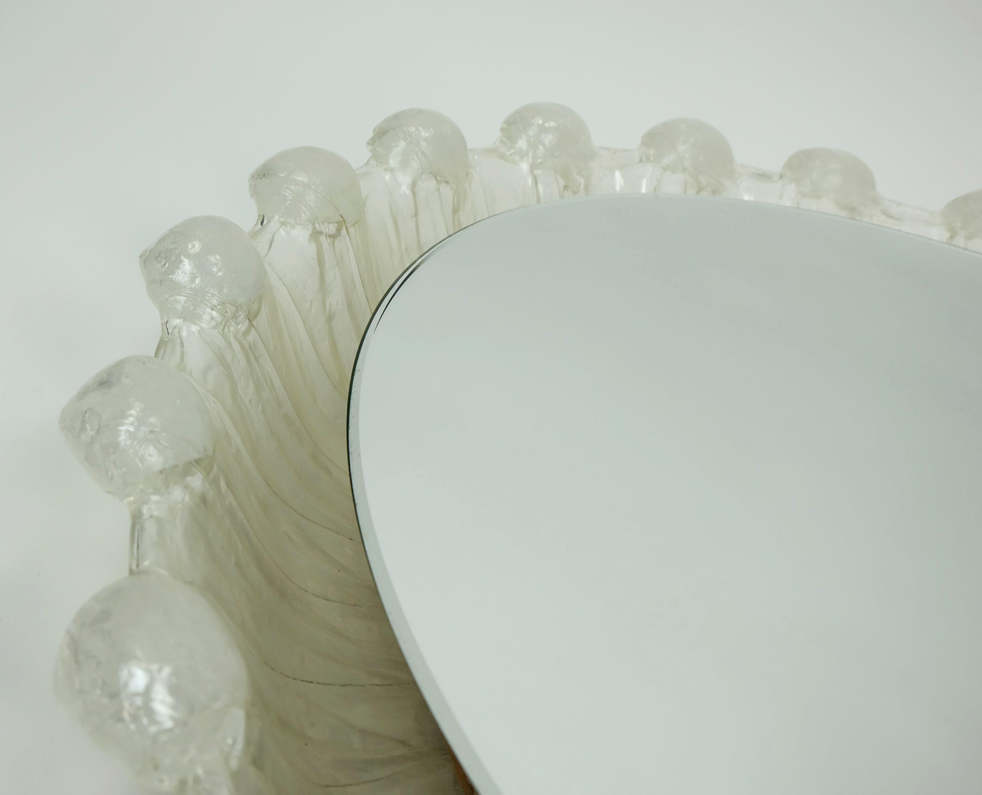 Mid-Century Modern back lit wall MIRROR by schöninger acrylic frame ice glass decor 1960s 1970s For Sale