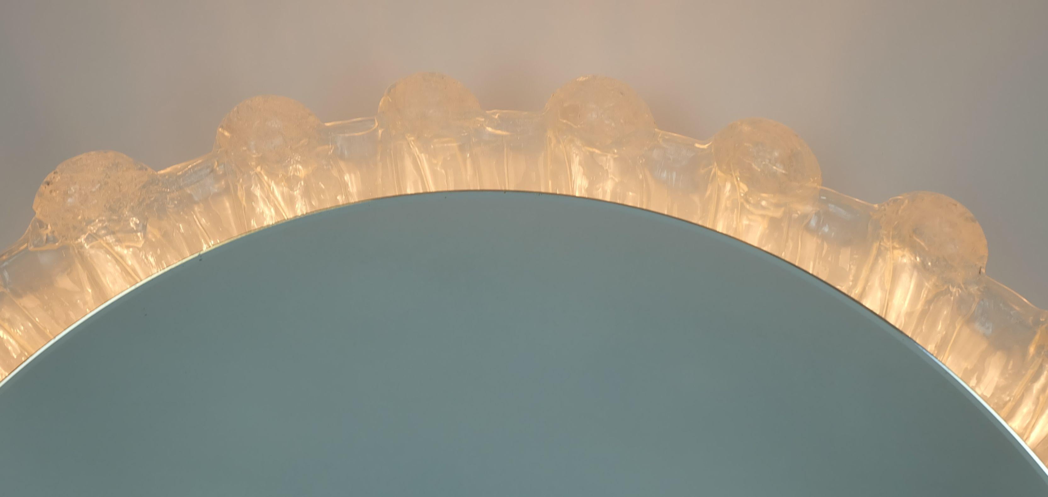 back lit wall MIRROR by schöninger acrylic frame ice glass decor 1960s 1970s For Sale 1