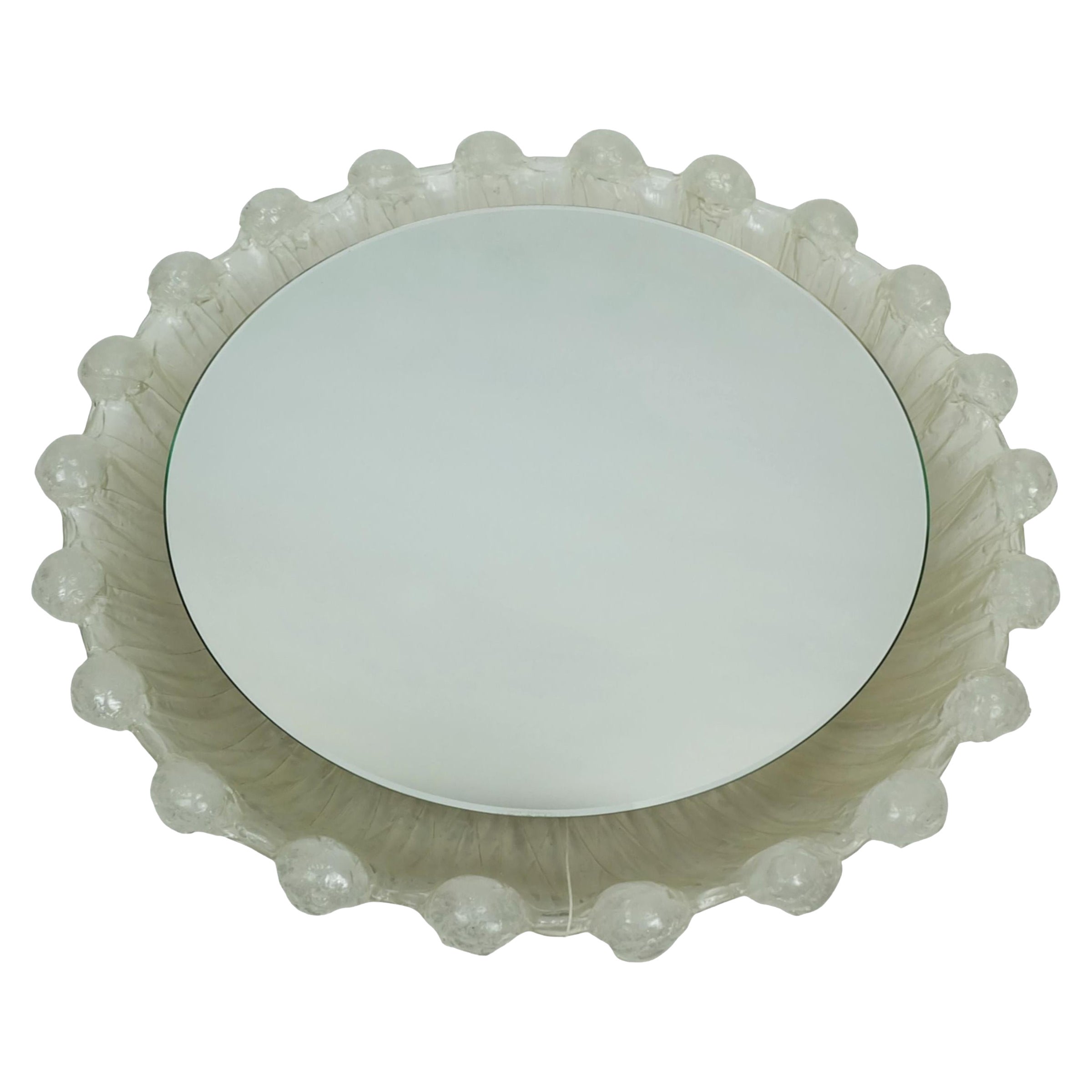 back lit wall MIRROR by schöninger acrylic frame ice glass decor 1960s 1970s