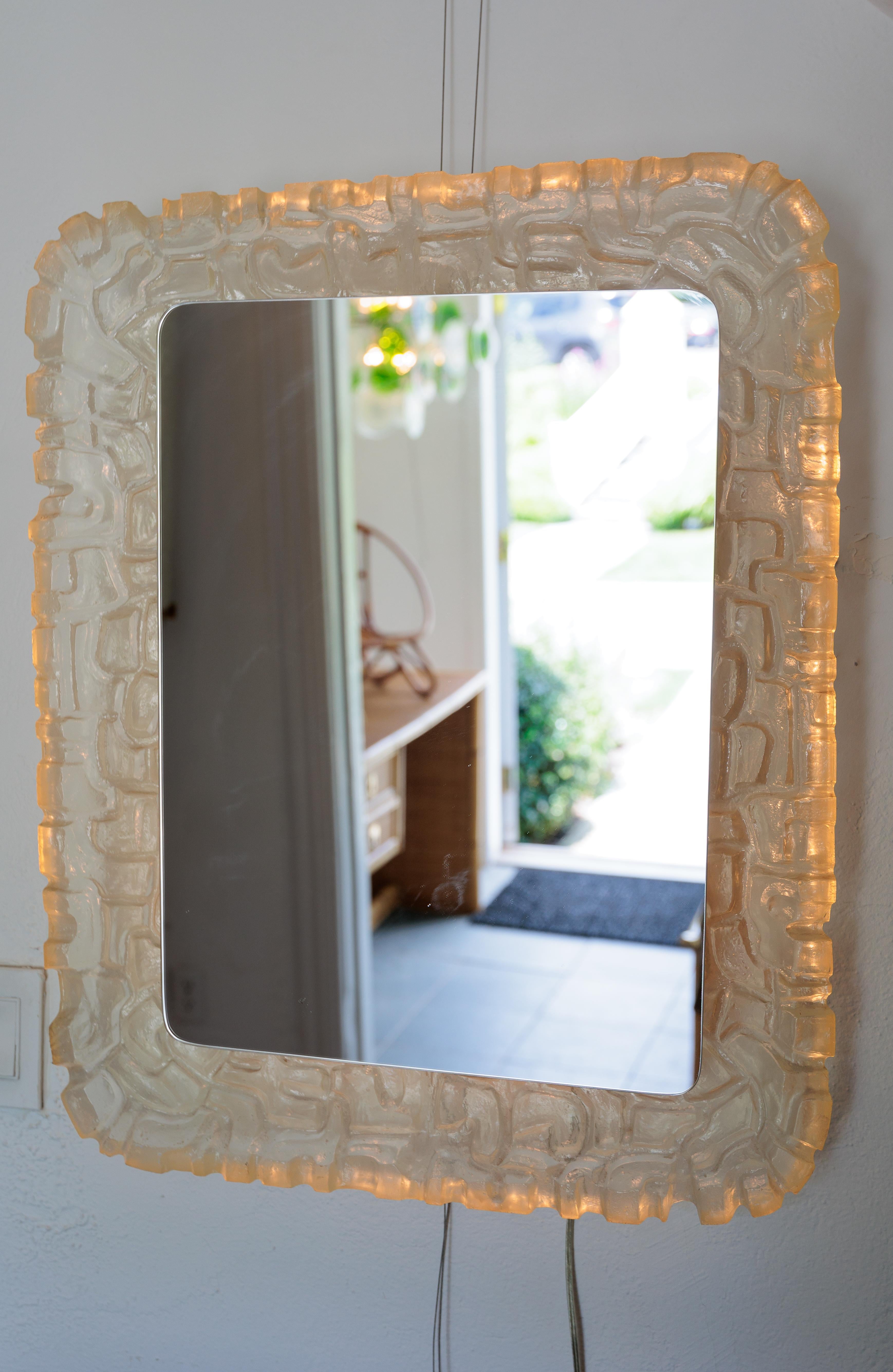 Austrian Back-Lite Mirror with Resin Surround For Sale