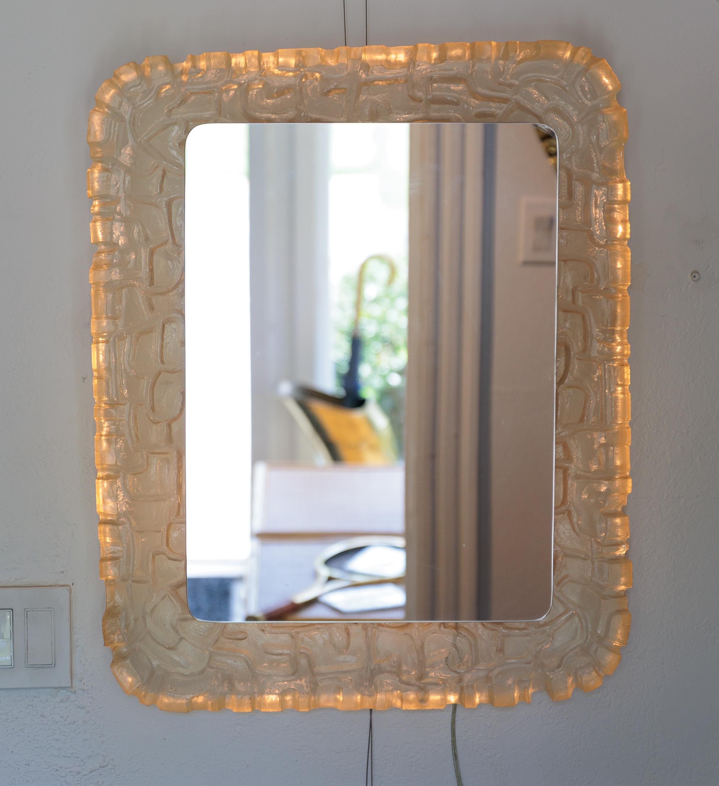 Back-Lite Mirror with Resin Surround In Good Condition For Sale In Bridgehampton, NY