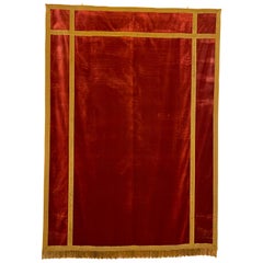 Antique Back of Altar-Italy-19 ° Century-Red Silk Velvet