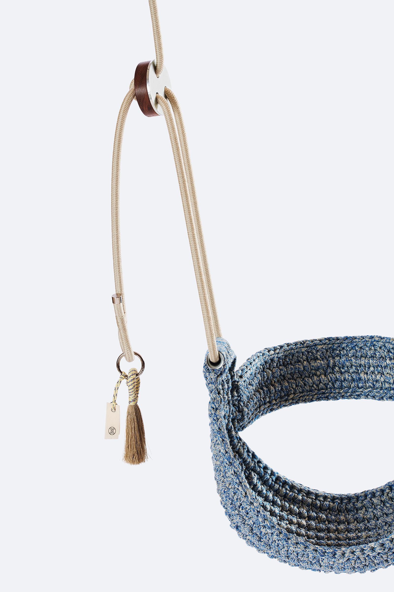 Outdoor UV-geschützt Blau Sand Handmade Crochet Hängematte Sitz Swing mit zurück (Israelisch) im Angebot