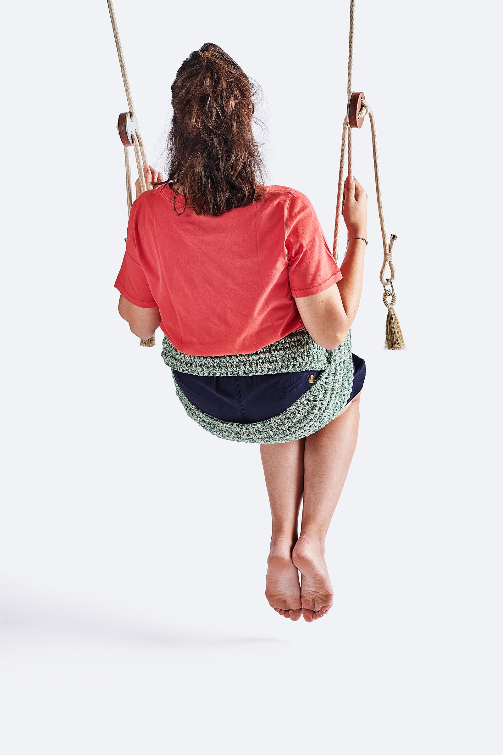 The IOTA Saddle Swings are lightweight and compact. They are good for enjoying the outdoors and kids love them too. You can easily take the hammock like swing with you to hang during camping trips. The swings are handmade from a signature yarn