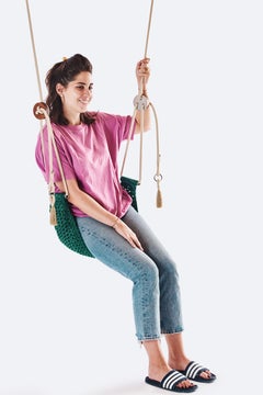 Outdoor UV-geschützt Türkis Handgefertigter gehäkelter Hammock-Sitzsitz mit Rückenlehne