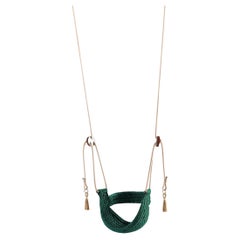 Back On The Saddle Swing In Turquoise Handmade Crochet Outdoor Hammock Seat