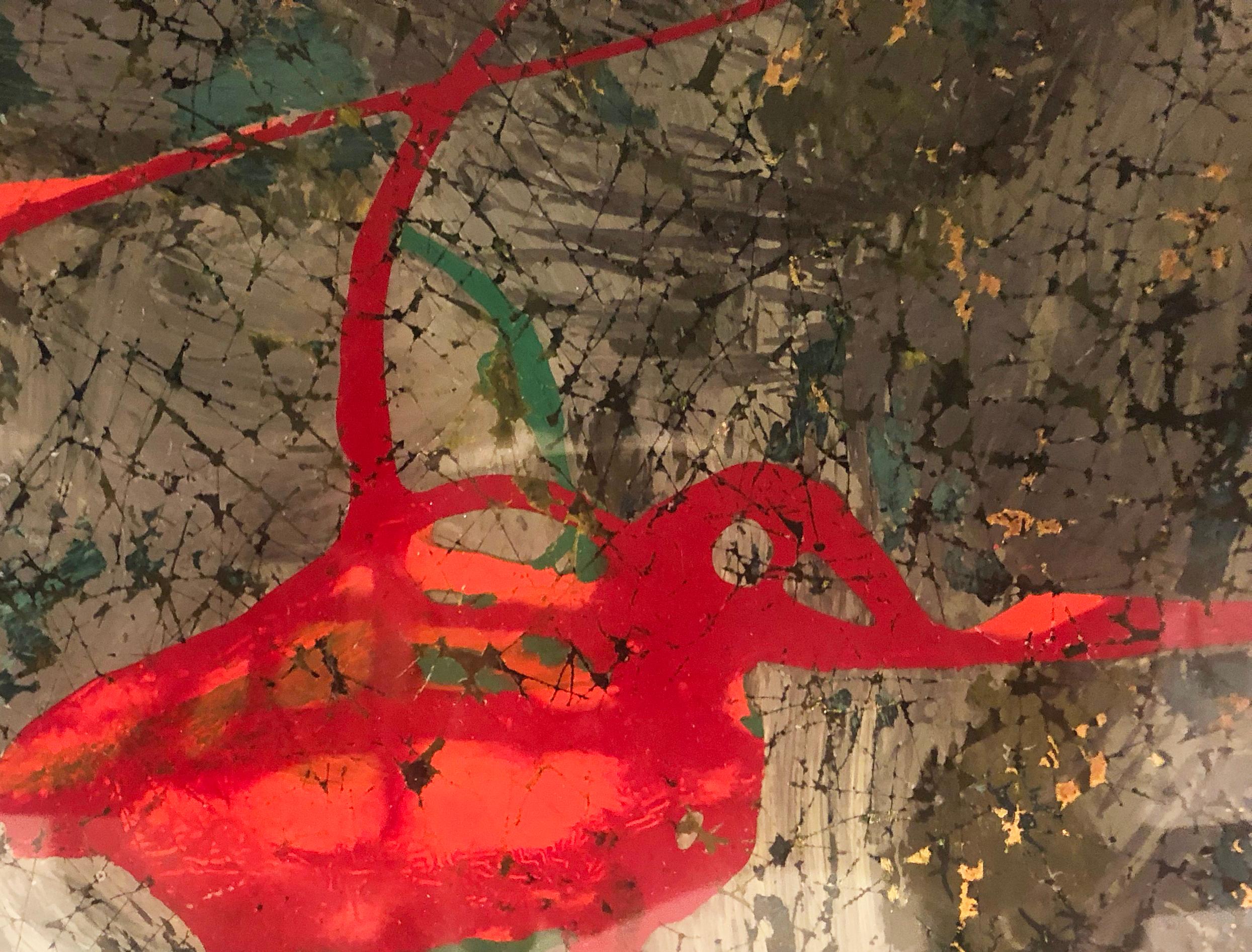 Back painted glass tray attributed to Italian modernist painter Dulio Barnabe’ “Dube’”. It features his signature technique of etching the paint before applying another color on top.

Condition: Excellent vintage condition, minor wear consistent