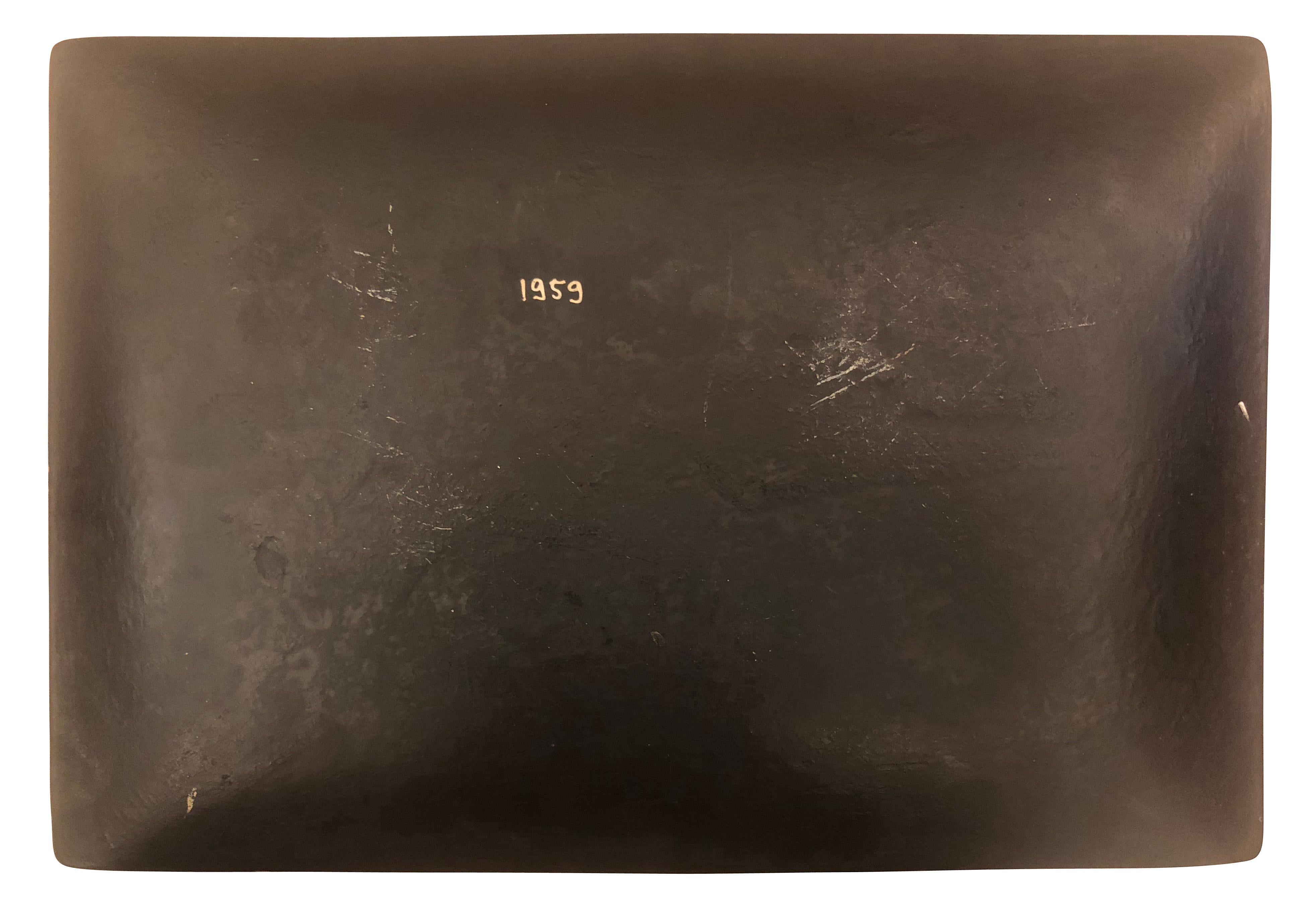 Mid-Century Modern Back Painted Glass Tray Attributed to Dube'