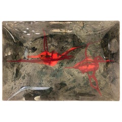 Back Painted Glass Tray Attributed to Dube'