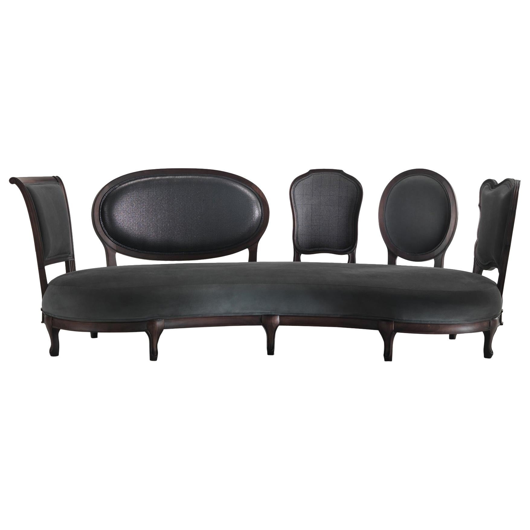 Pair of English High Back Antique Walnut Sofas in Linen For Sale at 1stDibs