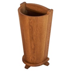 Back to Wall Umbrella Stand in Solid Oak 1950s