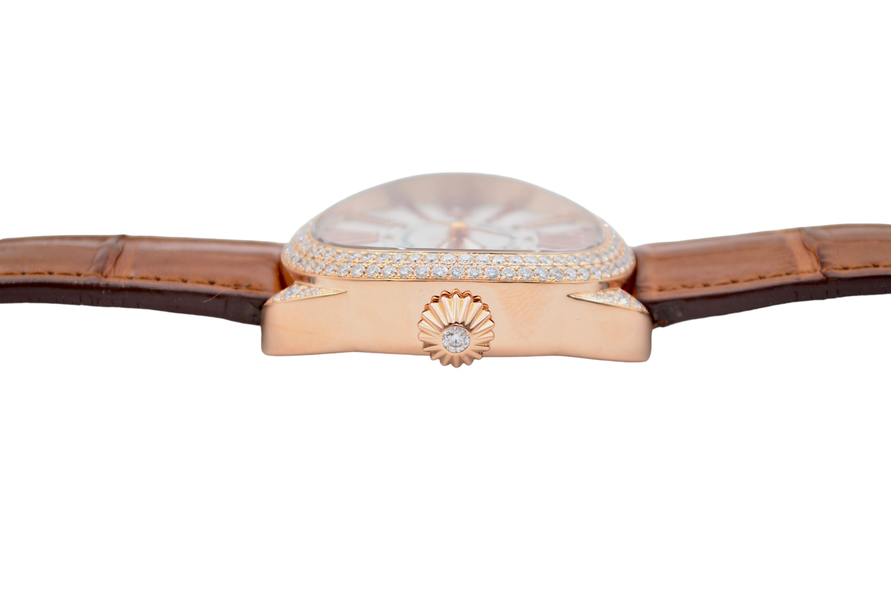 Backes&Strauss Regent Rose Gold 38x32mm Diamonds Leather Strap RE.3238.MA D.2R For Sale 5