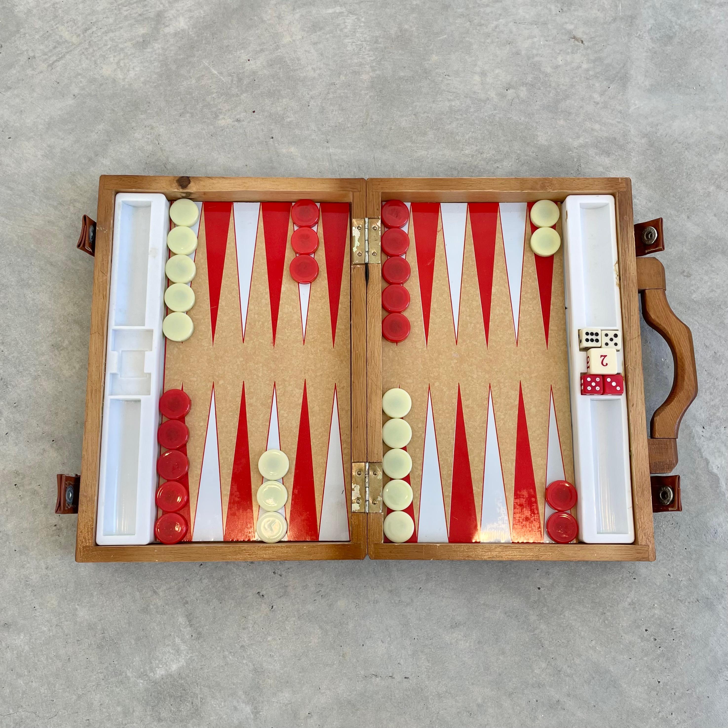 Mid-20th Century Backgammon and Chess Travel Set, 1960s