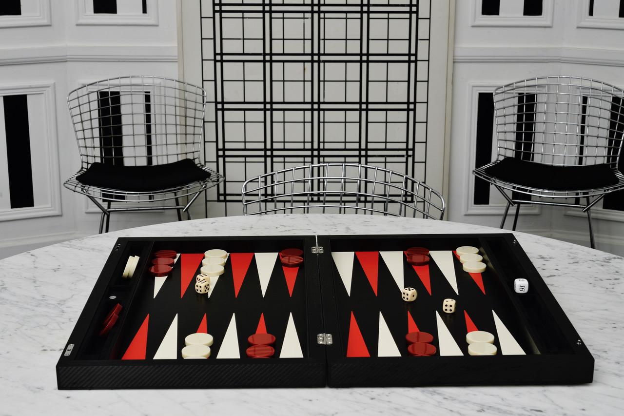 Backgammon Carbon Elie Bleu Paris  In New Condition For Sale In ROTTACH-EGERN, DE