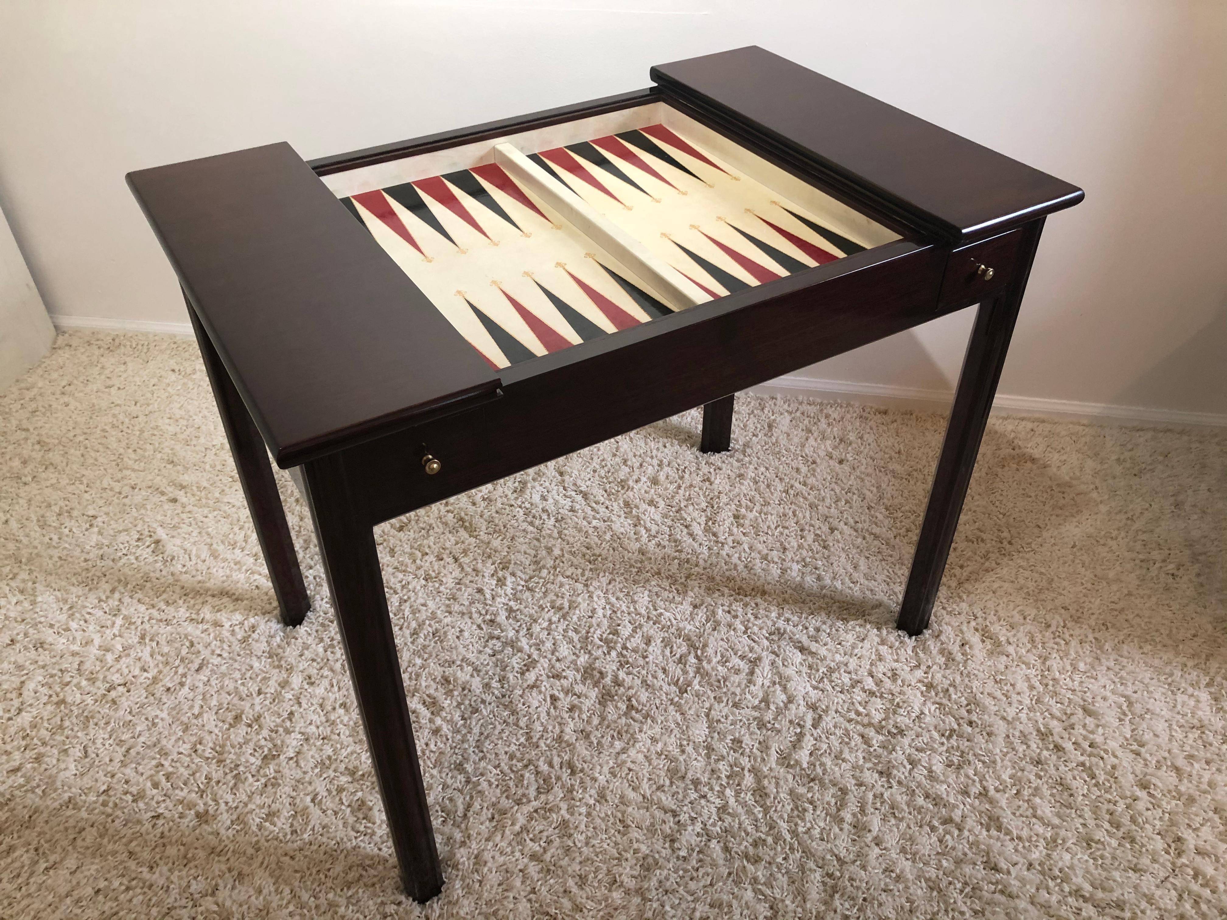 Mid-Century Modern Backgammon Chess /Checkerboard Top Flip Top Game Table
