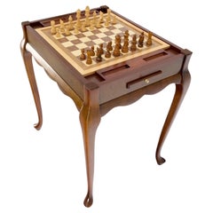 Backgammon-Schachset, Spieltisch mit Cabriole-Beinen im Queen Ann-Stil