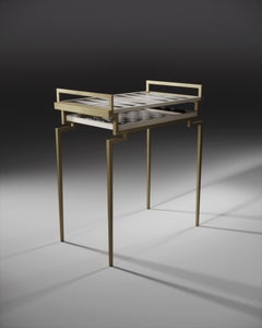 Backgammon Chess Table in Shagreen and Brass by R&Y Augousti