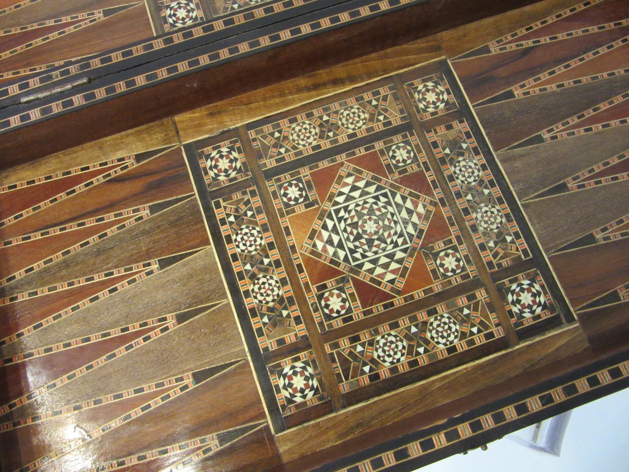 20th Century Backgammon Micro Mosaic Inlay Board / Moorish Syrian Styled