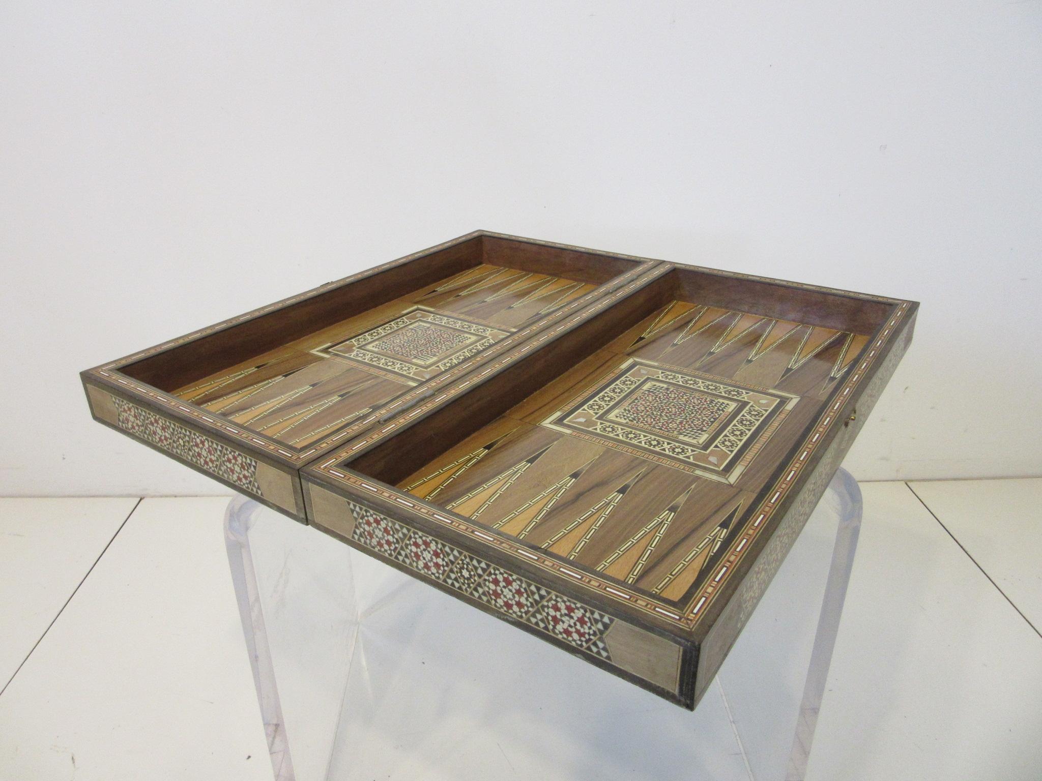 20th Century Backgammon Micro Mosaic Inlay Board / Moorish Syrian Styled