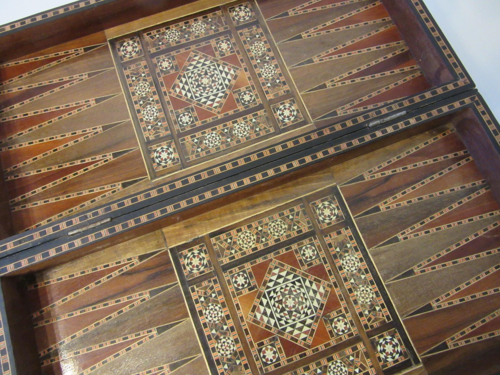 Wood Backgammon Micro Mosaic Inlay Board / Moorish Syrian Styled