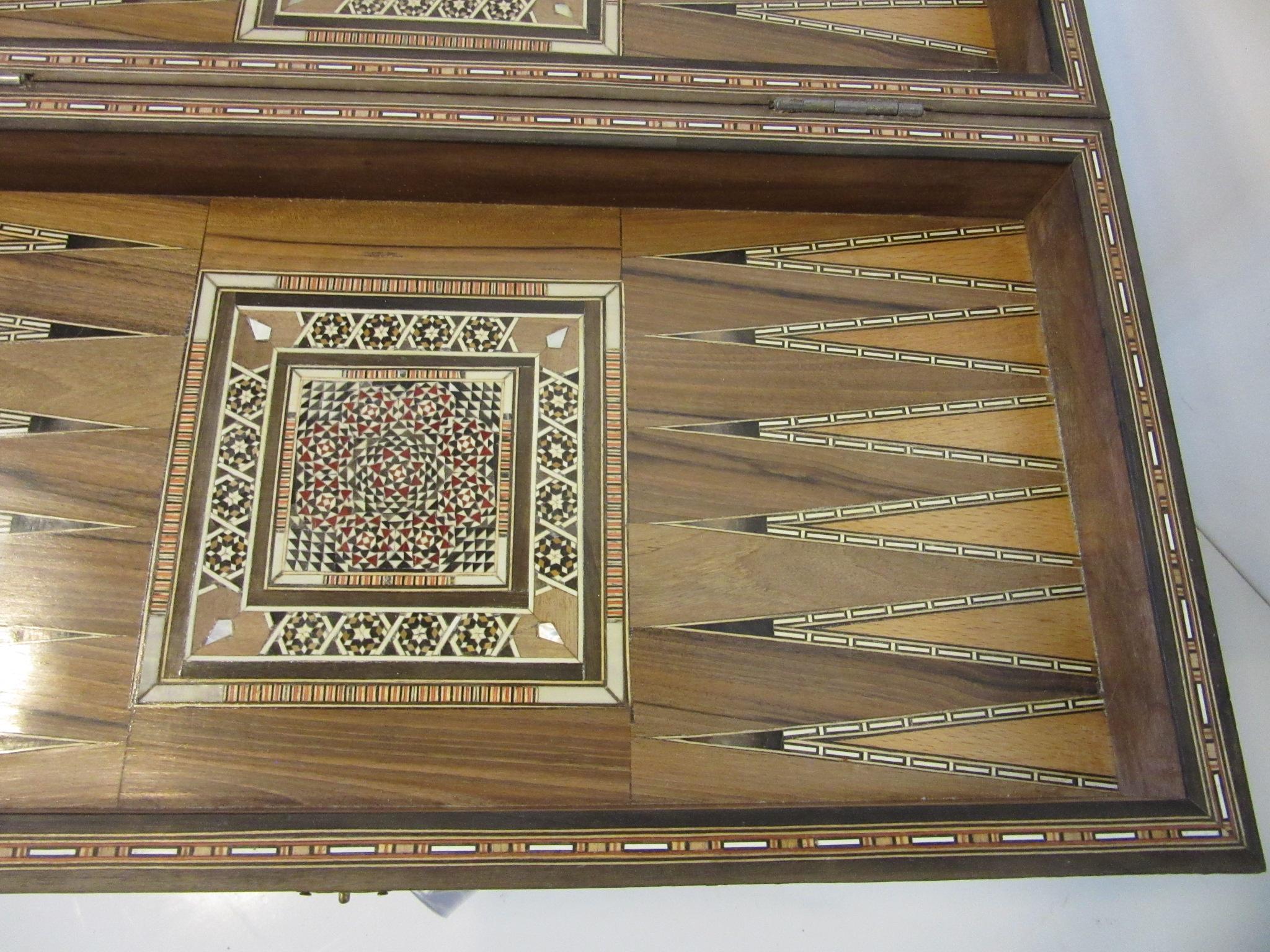 Wood Backgammon Micro Mosaic Inlay Board / Moorish Syrian Styled