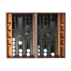 Backgammon Roarshax Wood Case with Glass Chips and Dice