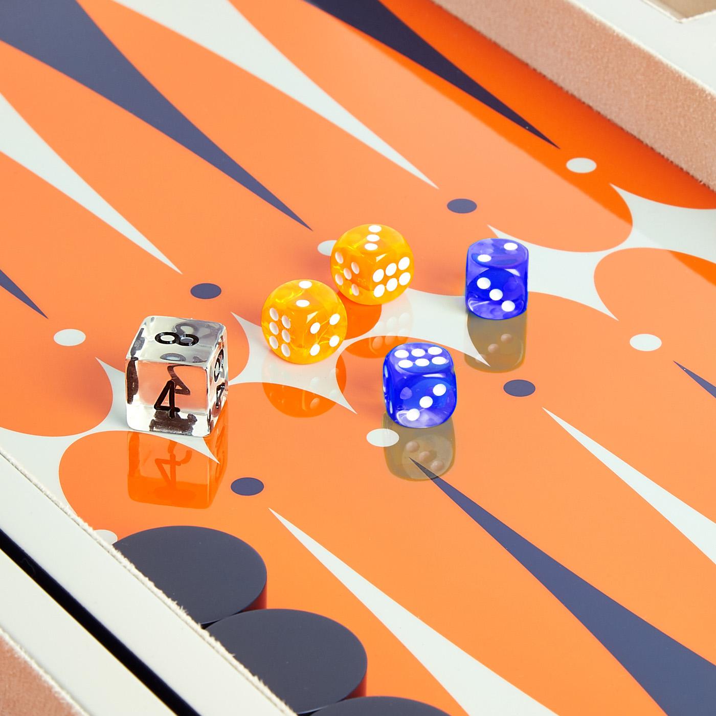 American Backgammon Set in Orange and Navy Lacquer