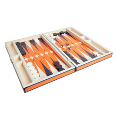 Backgammon Set in Orange and Navy Lacquer