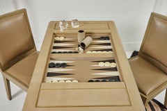 Backgammon Table and Two JMF Chairs by Karl Springer, Signed