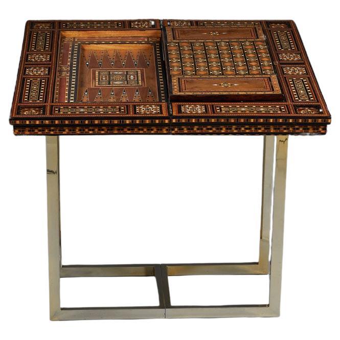 Backgammon Table with Marquetry and Inlay Decoration, Syria, 19th Century For Sale