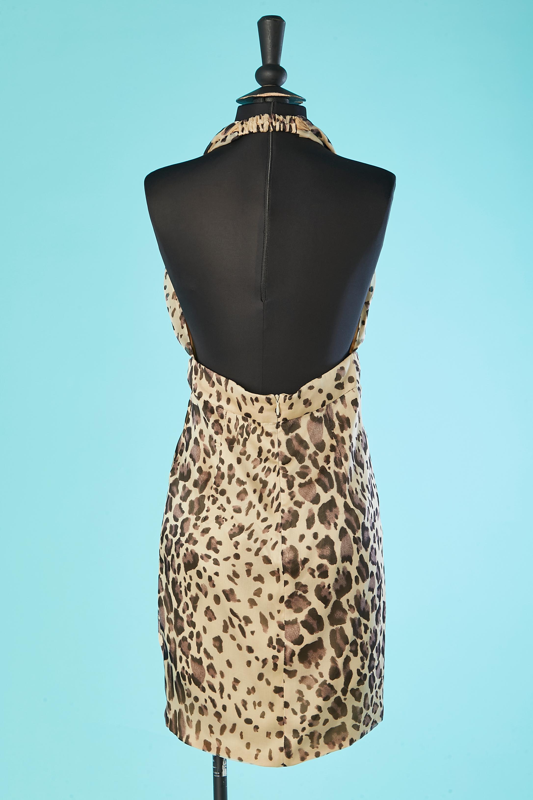 Women's Backless animal print silk cocktail dress Ermanno Scervino  For Sale