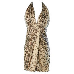 Vestido de cóctel de seda con estampado animal sin espalda Ermanno Scervino