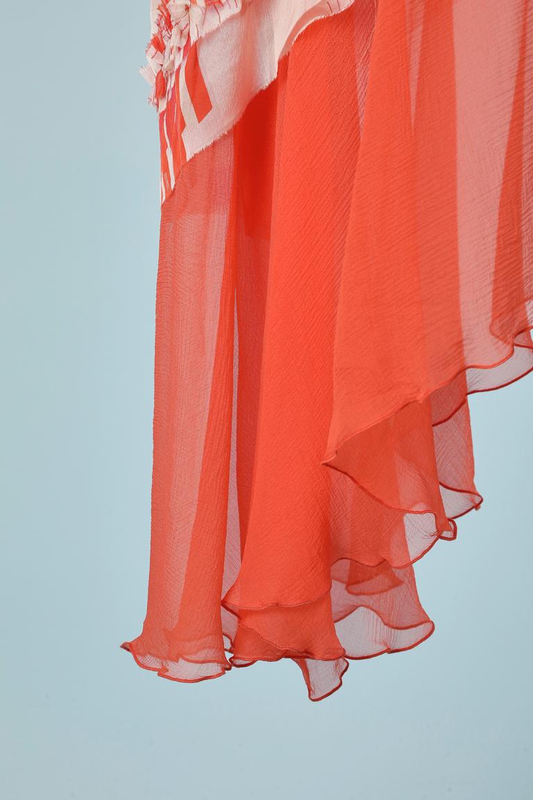 Donna Abito da cocktail asimmetrico senza schienale in chiffon stampato e volant Mugler NUOVO in vendita