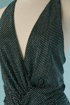 Backless black jersey evening dress with blue rhinestone ALEXANDRE VAUTHIER