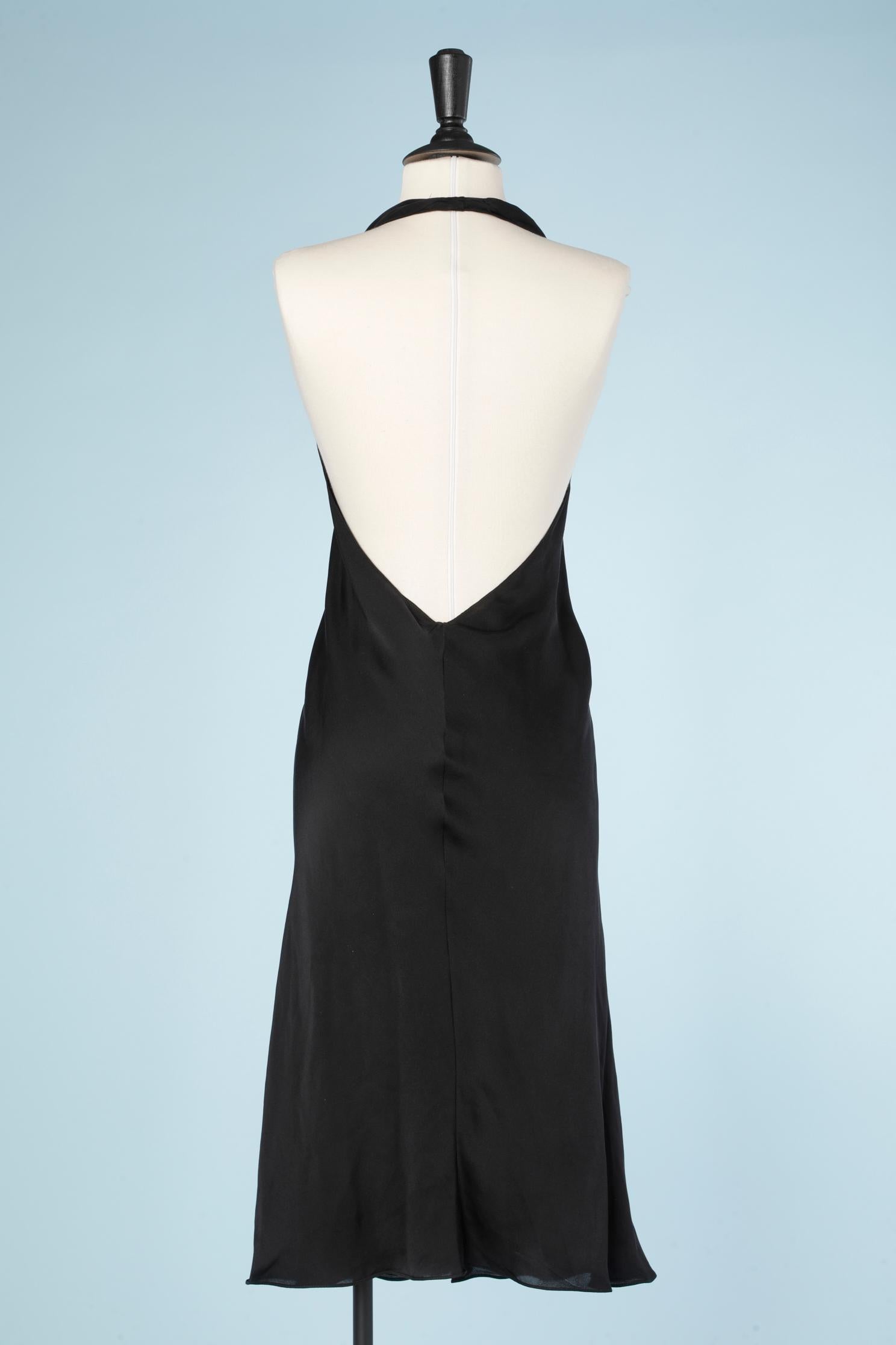 black backless silk dress