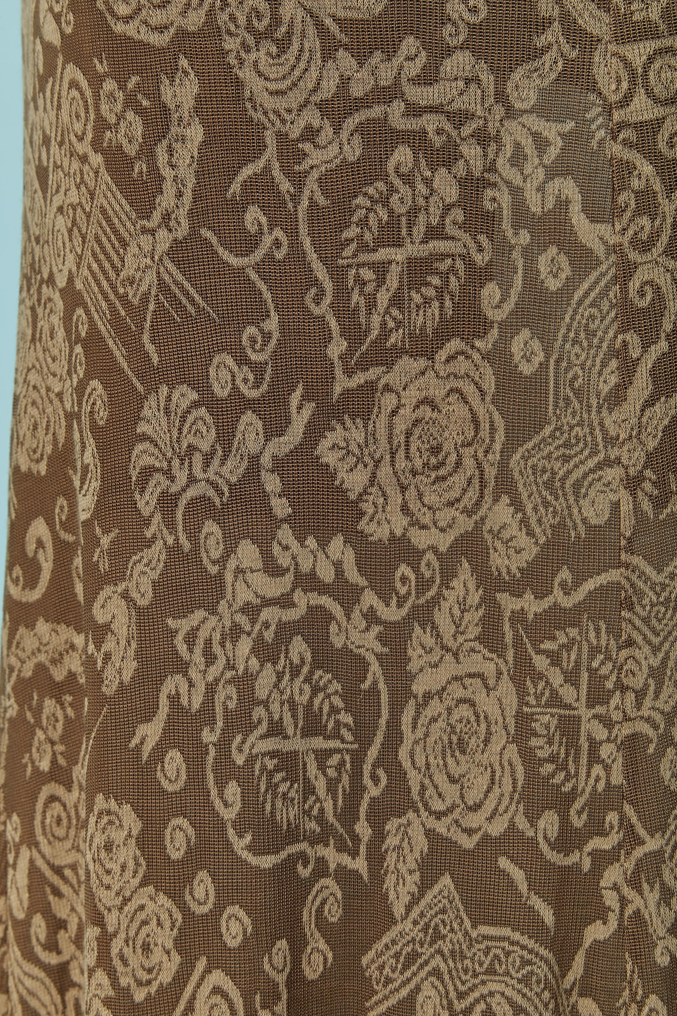 Vestido de noche de jacquard marrón sin espalda con pasamanería Christian Lacroix Marrón