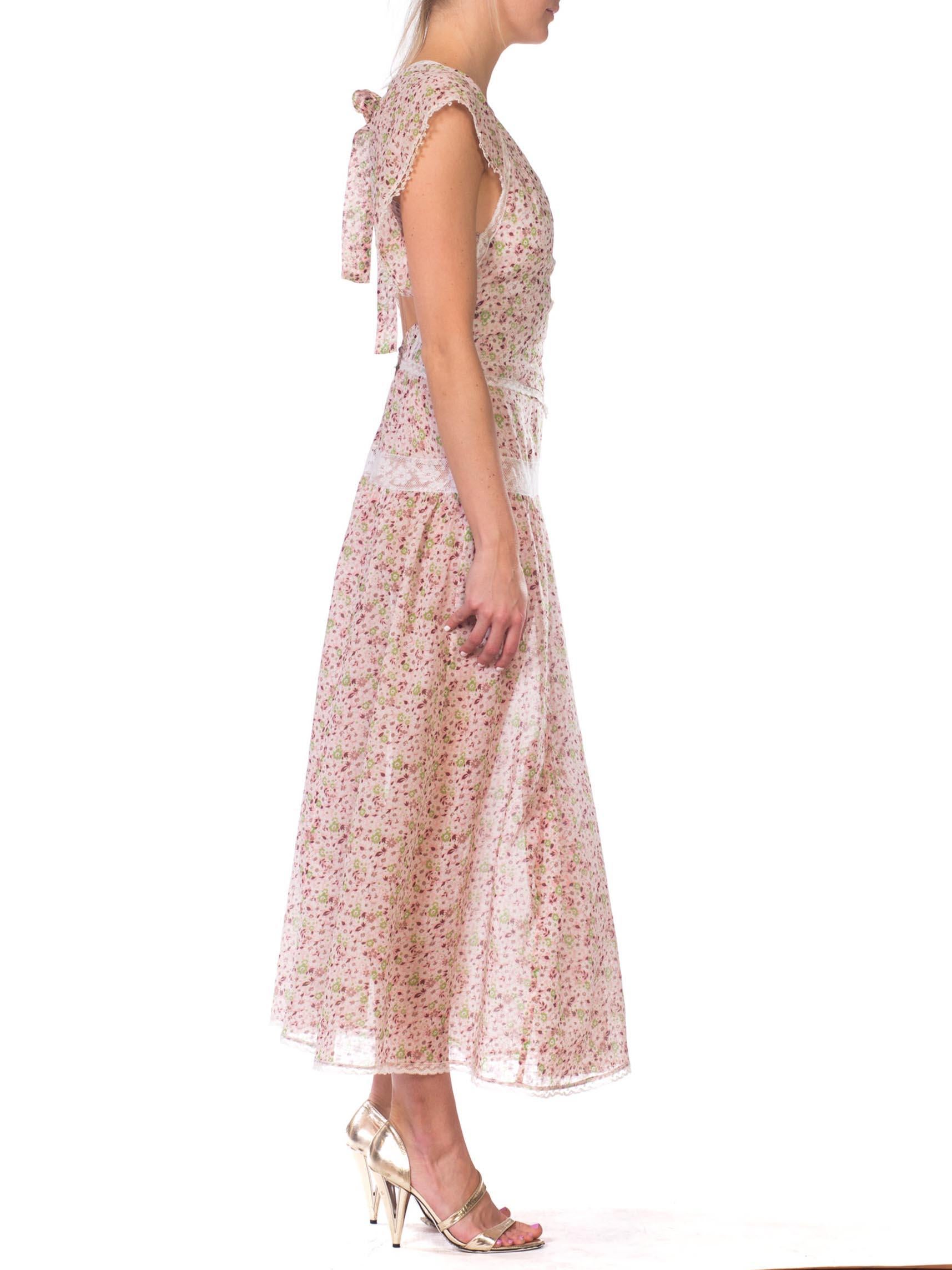 Beige MORPHEW COLLECTION Backless Maxi Dress Made From 1930S Floral Cotton With Victo