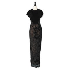 Backless evening dress in velvet and dévoré paisley velvet Roberto Cavalli 