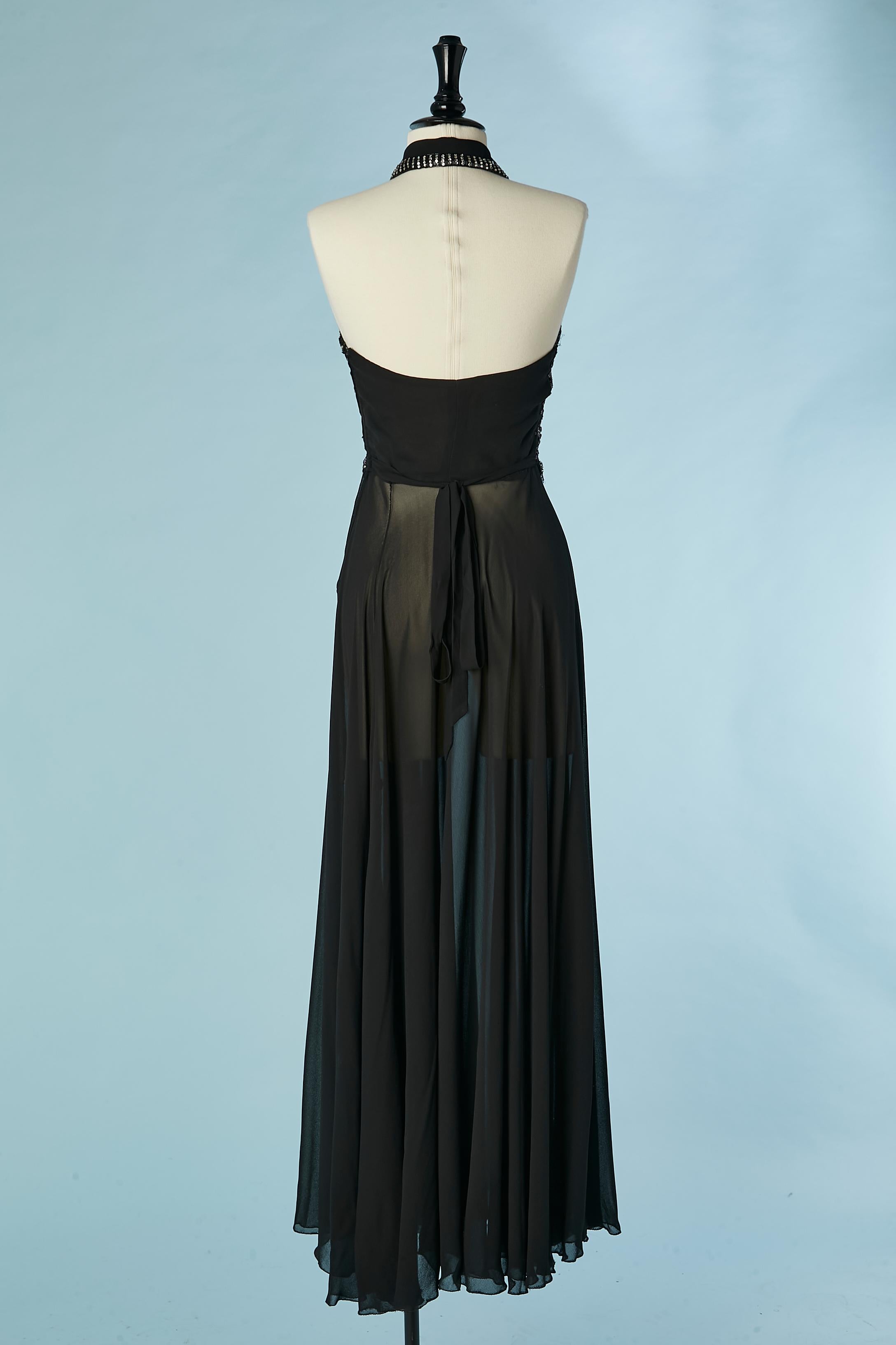 Backless evening dress with beaded and rhinestone front Circa 1970's  For Sale 2