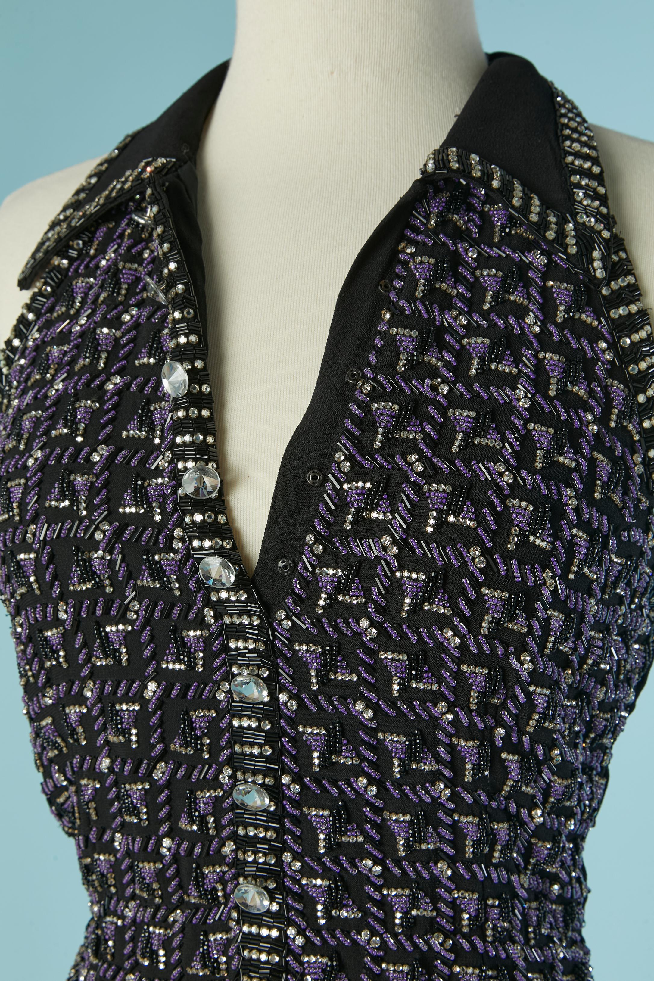 Robe de soirée dos nu avec gilet perlé en 