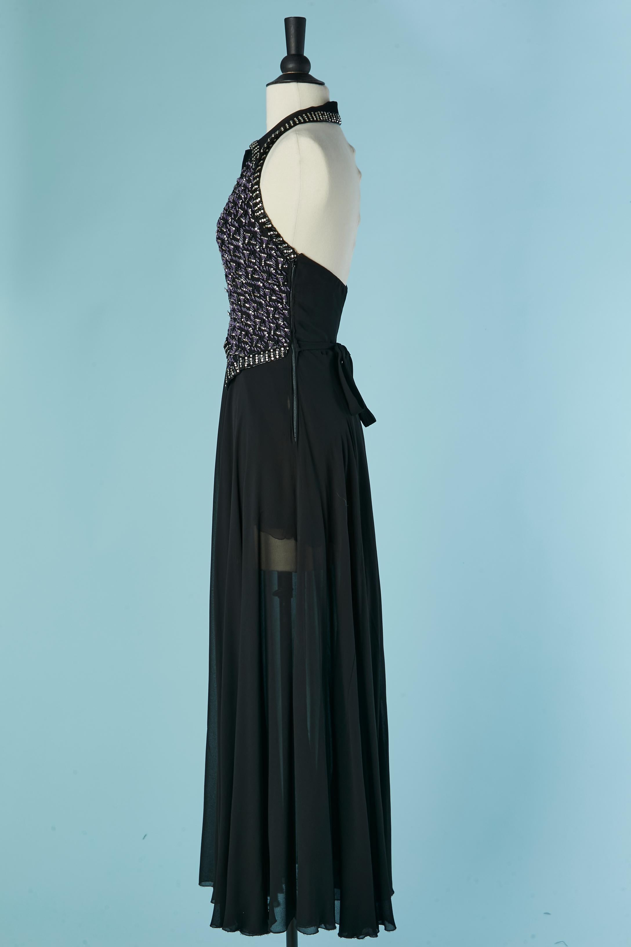 Robe de soirée dos nu avec gilet perlé en 