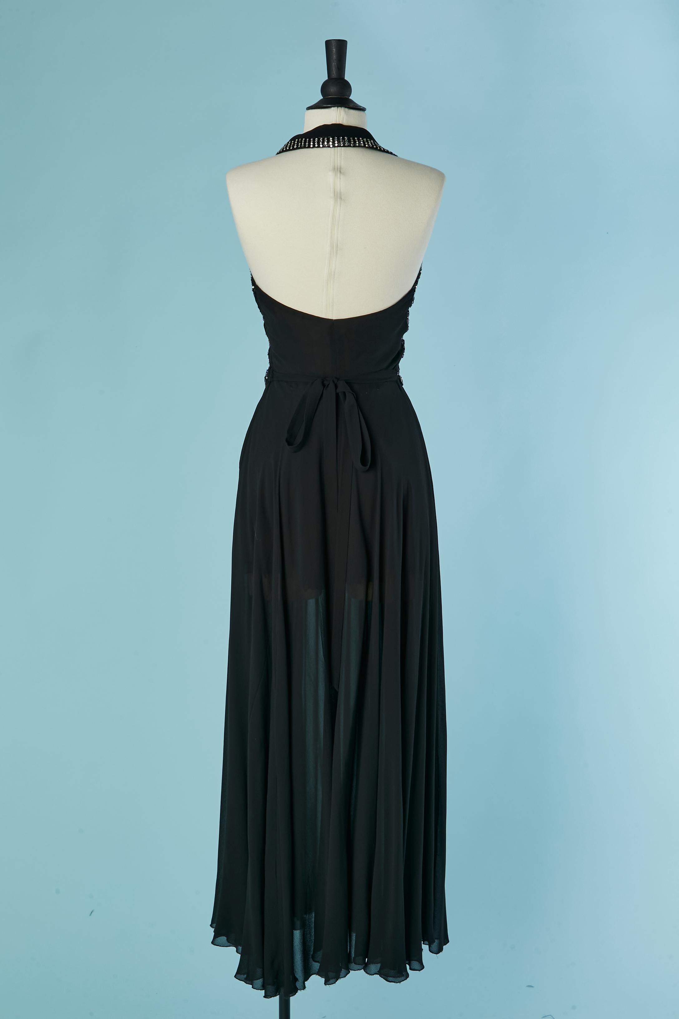 Robe de soirée dos nu avec gilet perlé en 