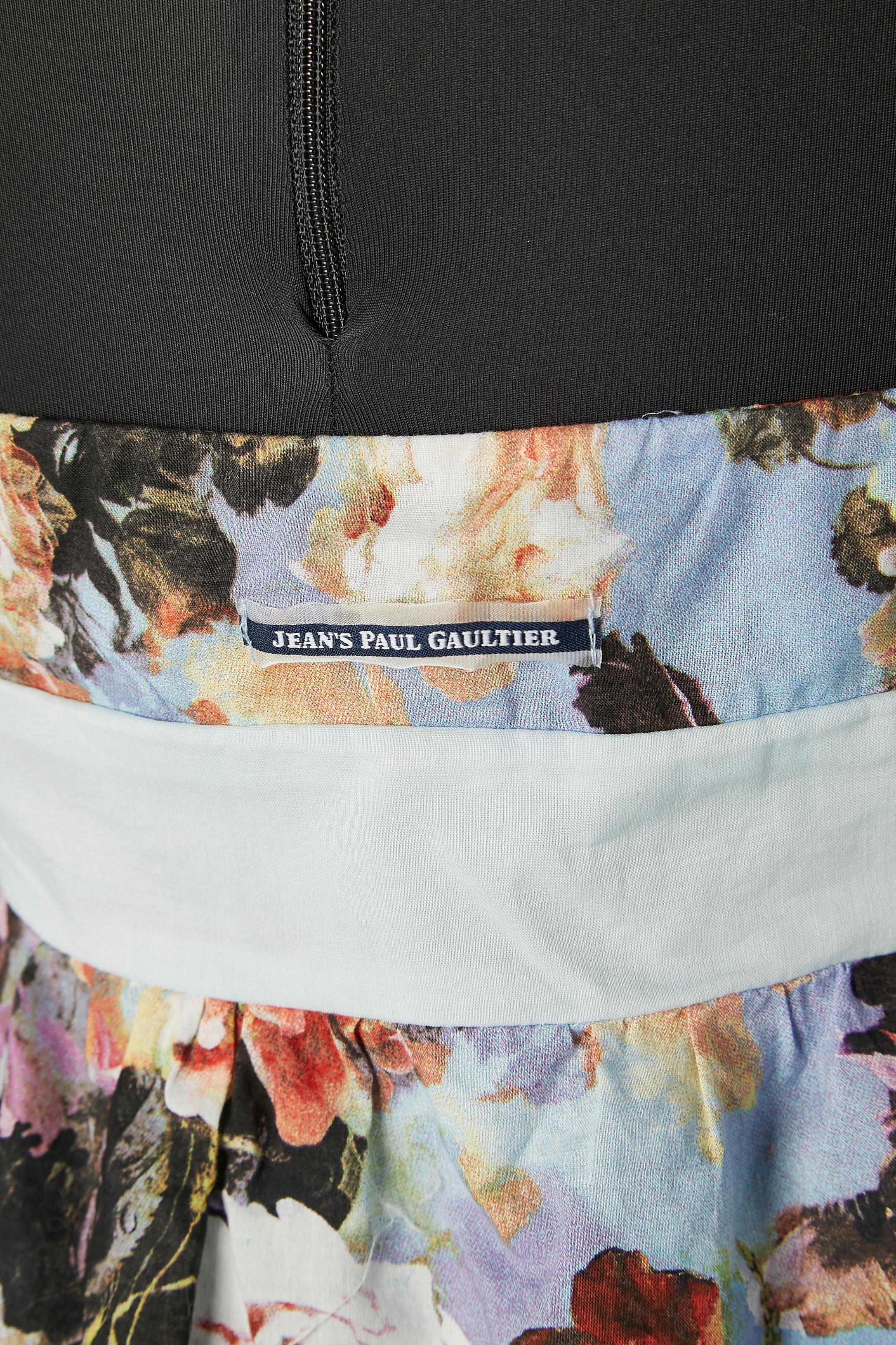 Robe de cocktail dos nu à imprimé fleurs Jeans Paul Gaultier  en vente 1