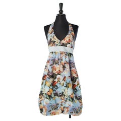 Backless flower printed cocktail dress Jeans Paul Gaultier