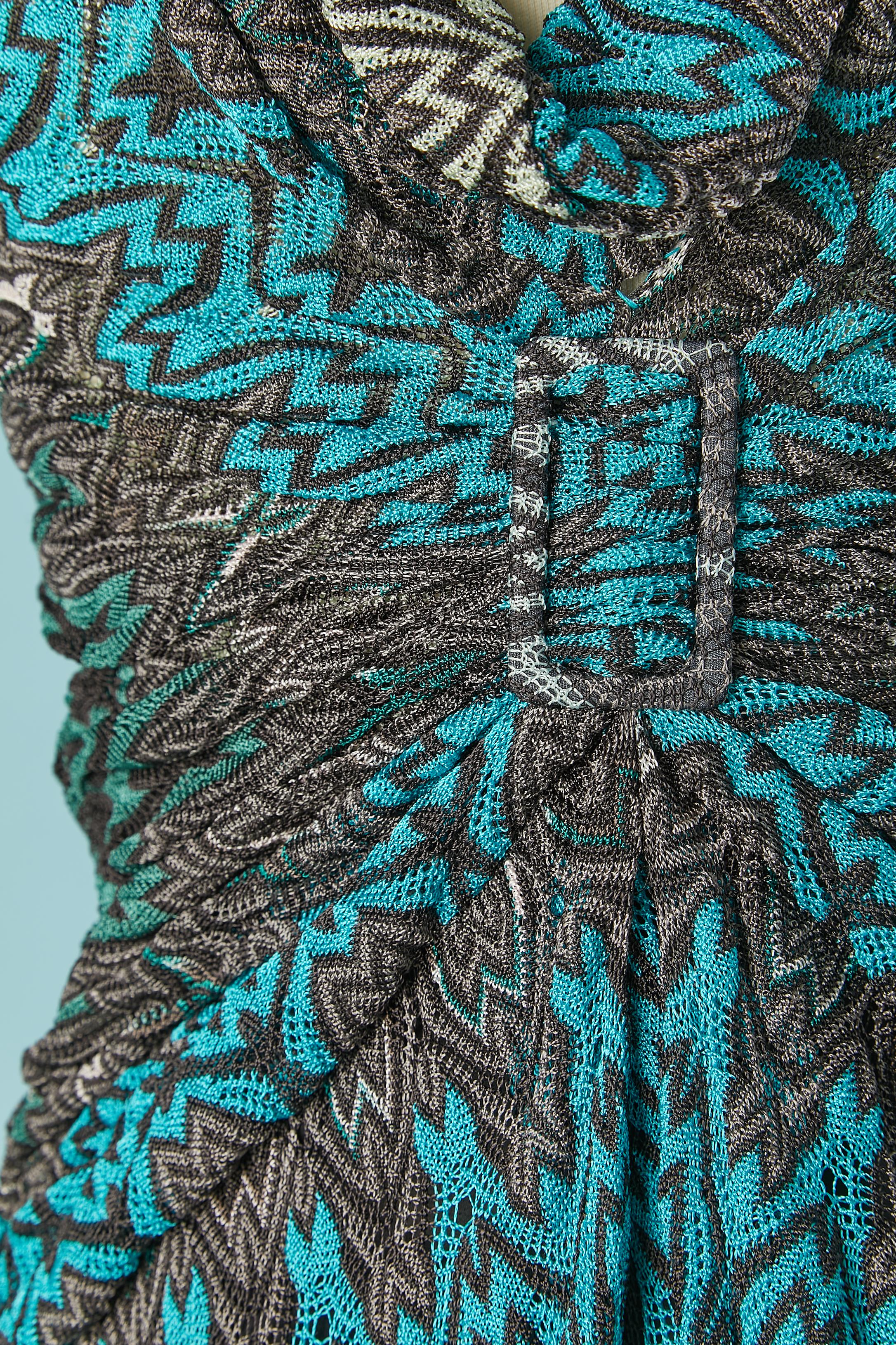 Blu Abito lungo in maglia jacquard senza schienale Missoni in vendita