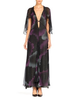 MORPHEW COLLECTION Black Metallic Silk & Lurex Chiffon Low Cut Stormy Flutter S